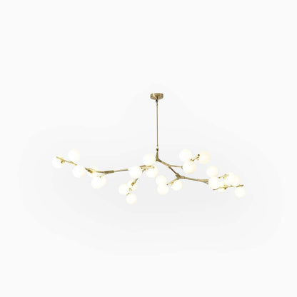 Sculptural Glass Sphere Chandelier with Adjustable LED Light — Multi-Arm Metal Frame Statement Fixture for Open Dining Spaces, Great Rooms &