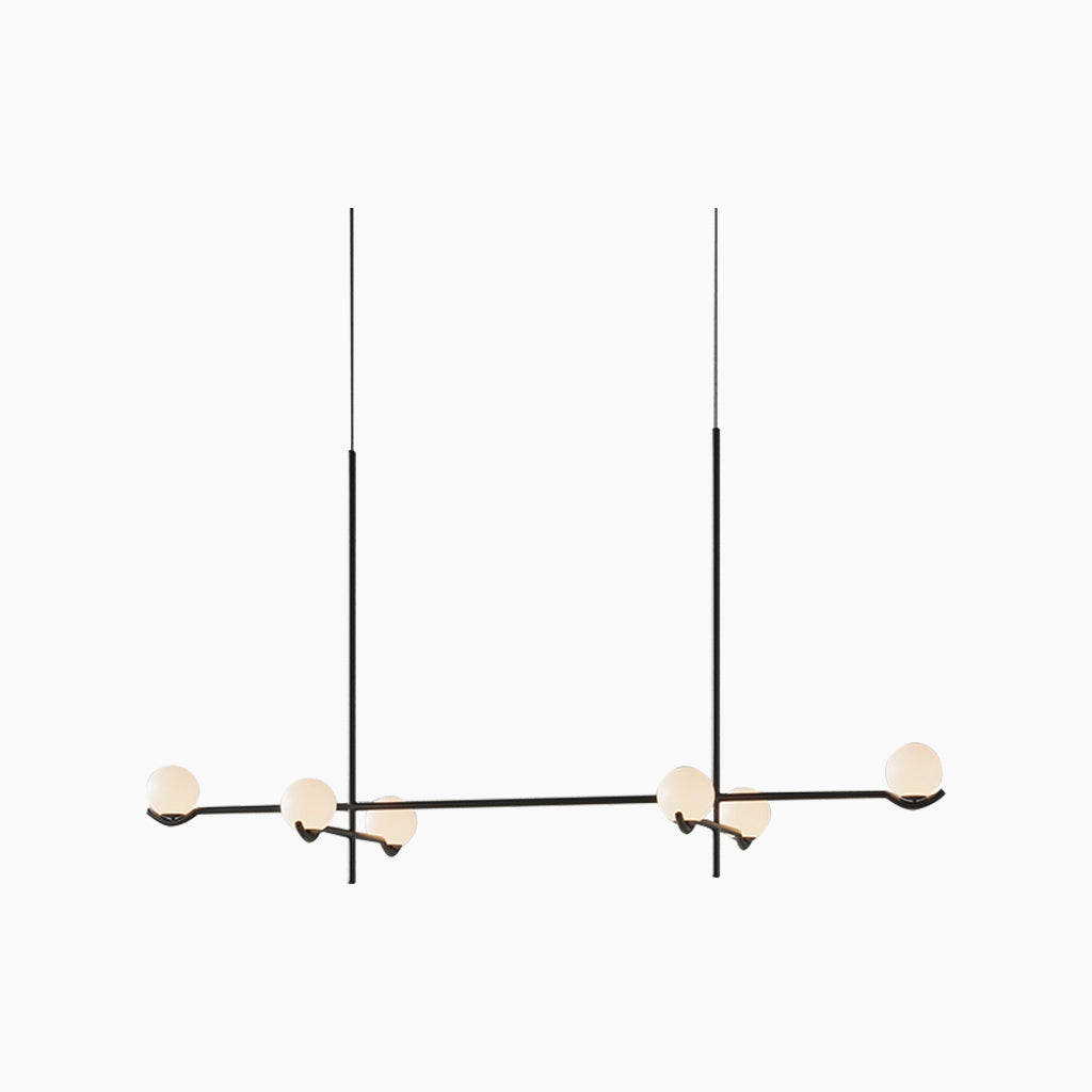 Multi-Globe Hanging Fixture with Adjustable LED Lighting for Dining Areas, Bedrooms & Entryways – Metal Frame with Glass Spheres in Black or