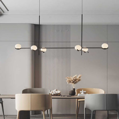 Multi-Globe Hanging Fixture with Adjustable LED Lighting for Dining Areas, Bedrooms & Entryways – Metal Frame with Glass Spheres in Black or