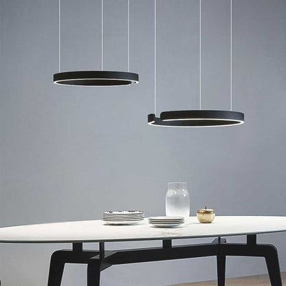 Dimmable LED Ring Ceiling Light Fixture Modern Aluminum Multi-Ring Chandelier for Dining Room Kitchen Island Living Room Bedroom Adjustable
