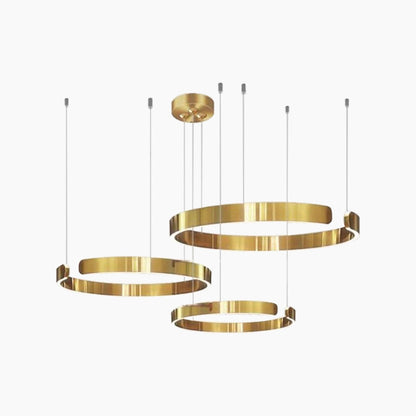 Dimmable LED Ring Ceiling Light Fixture Modern Aluminum Multi-Ring Chandelier for Dining Room Kitchen Island Living Room Bedroom Adjustable