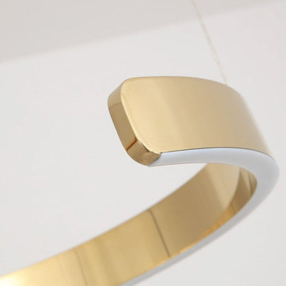 Dimmable LED Ring Ceiling Light Fixture Modern Aluminum Multi-Ring Chandelier for Dining Room Kitchen Island Living Room Bedroom Adjustable