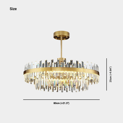 Crystal Ceiling Fixture with Adjustable Light Tones Gold Metal Frame 31.5 Inch for Dining Room Living Room Bedroom Modern Overhead Lighting