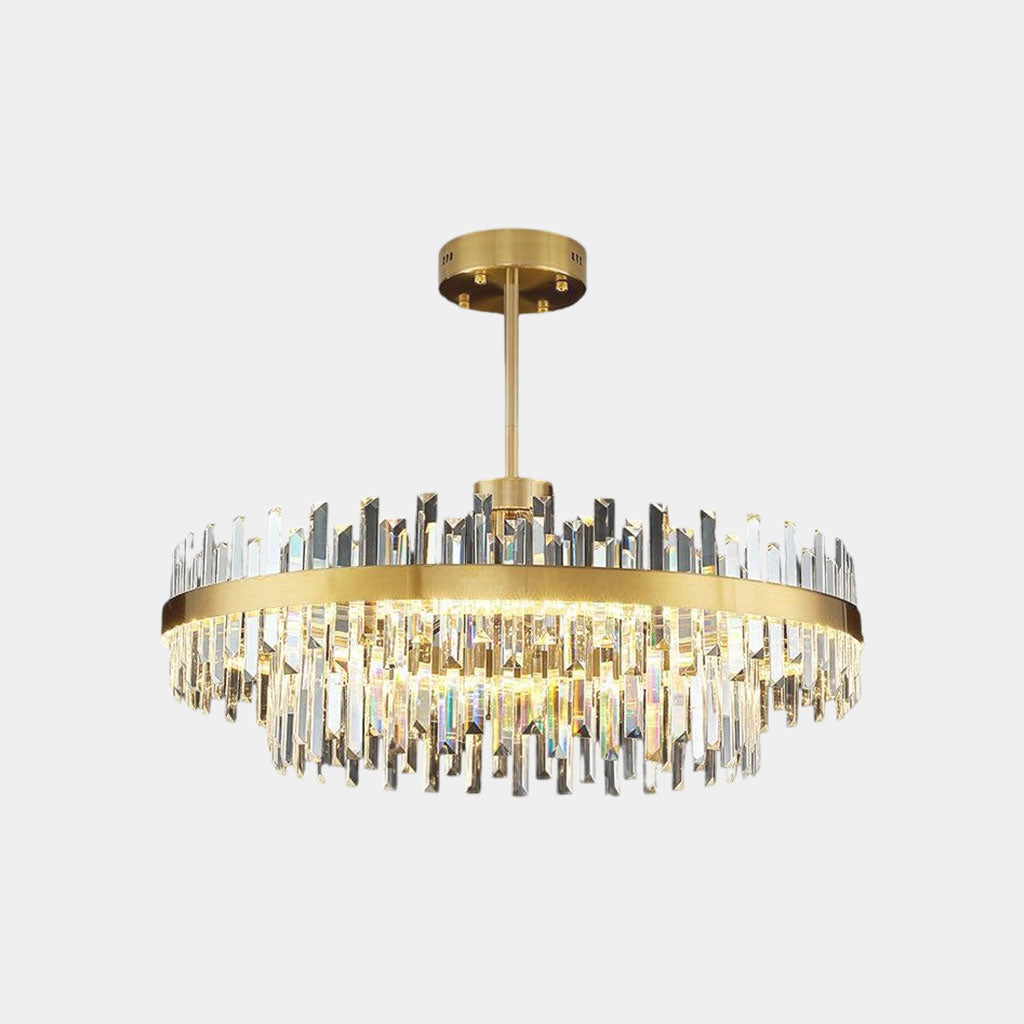 Crystal Ceiling Fixture with Adjustable Light Tones Gold Metal Frame 31.5 Inch for Dining Room Living Room Bedroom Modern Overhead Lighting
