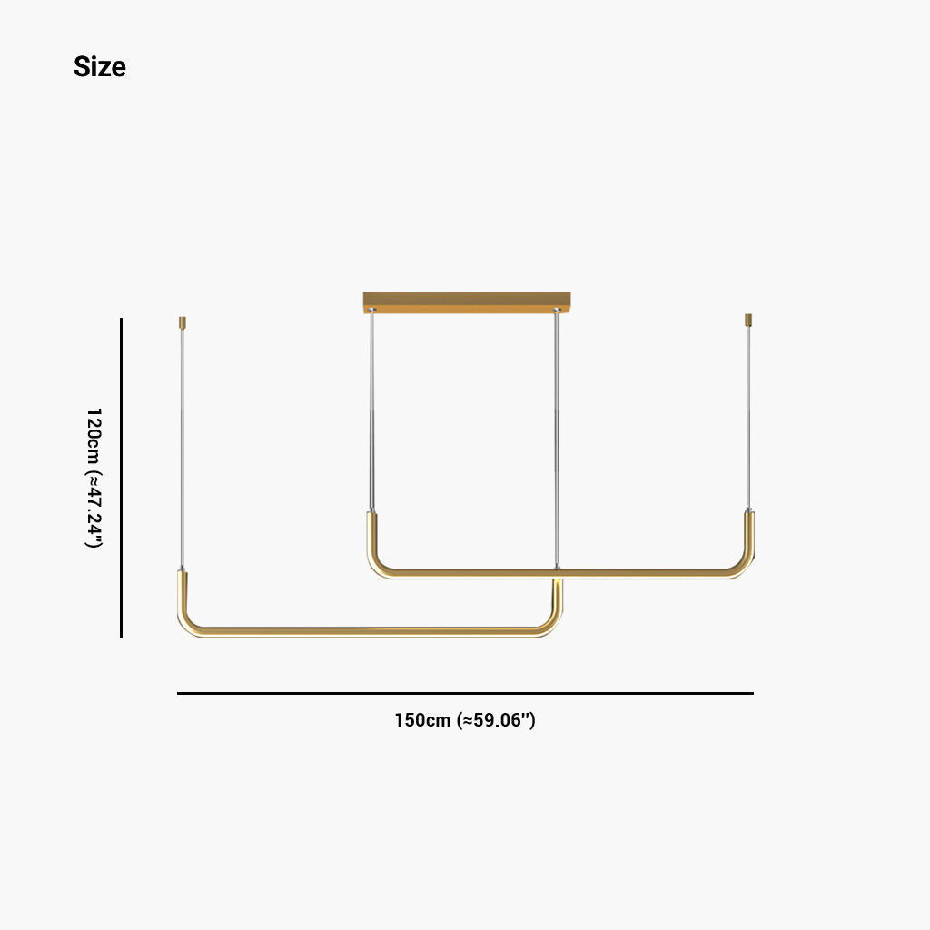 Linear LED Ceiling Light Fixture Dimmable Black Gold Modern Hanging Lamp for Kitchen Island Dining Room Living Room Bedroom Adjustable Heigh