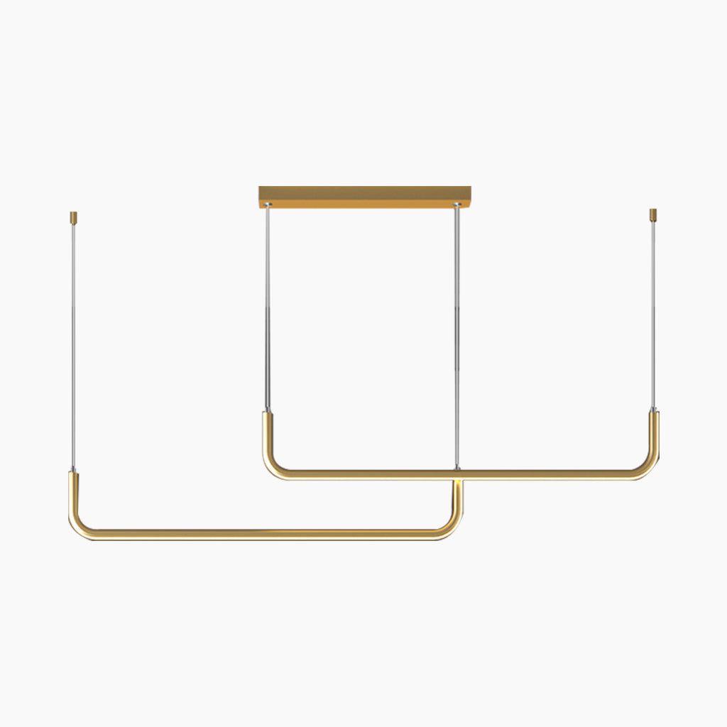 Linear LED Ceiling Light Fixture Dimmable Black Gold Modern Hanging Lamp for Kitchen Island Dining Room Living Room Bedroom Adjustable Heigh