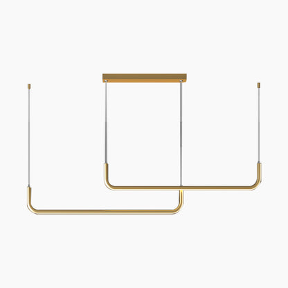 Linear LED Ceiling Light Fixture Dimmable Black Gold Modern Hanging Lamp for Kitchen Island Dining Room Living Room Bedroom Adjustable Heigh