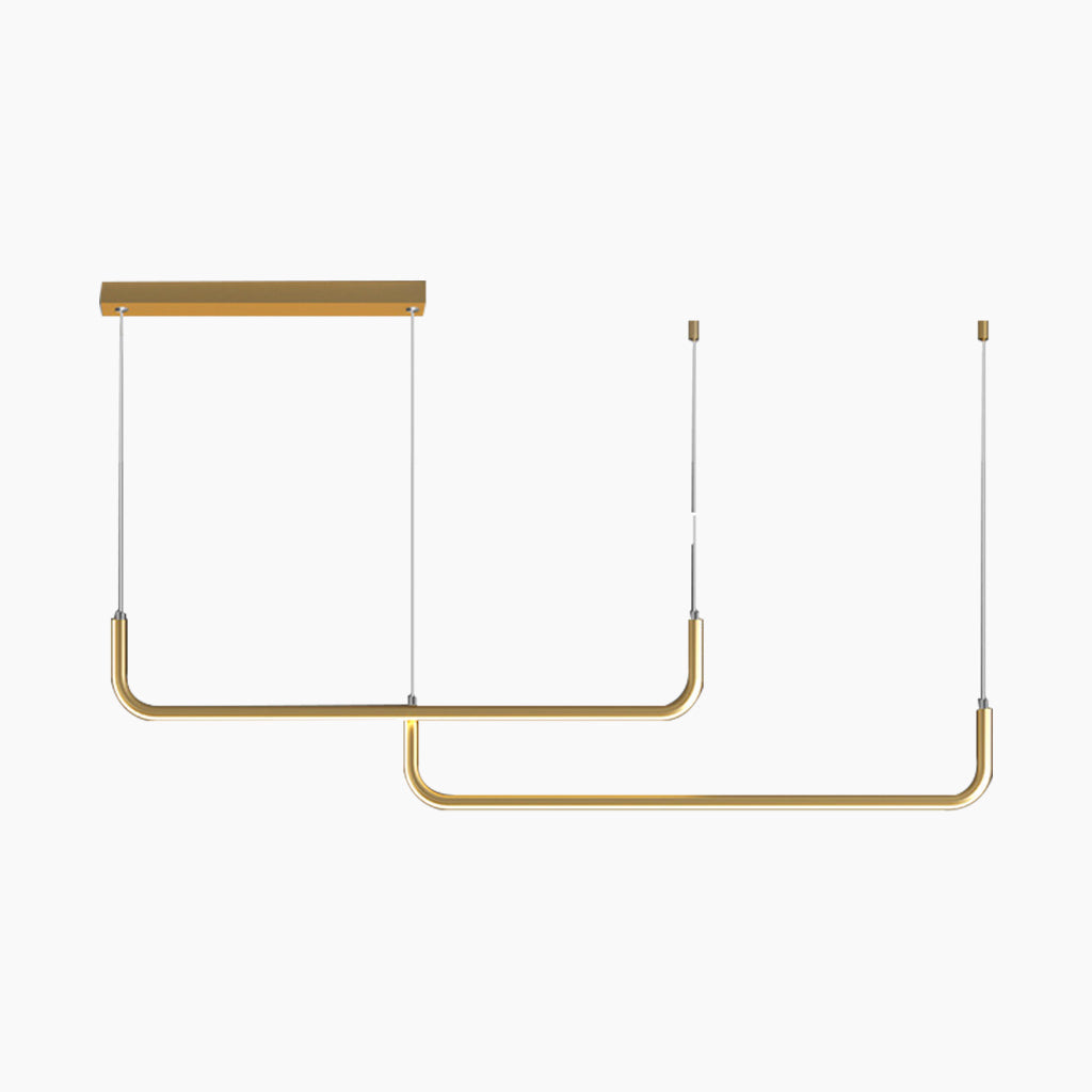 Linear LED Ceiling Light Fixture Dimmable Black Gold Modern Hanging Lamp for Kitchen Island Dining Room Living Room Bedroom Adjustable Heigh