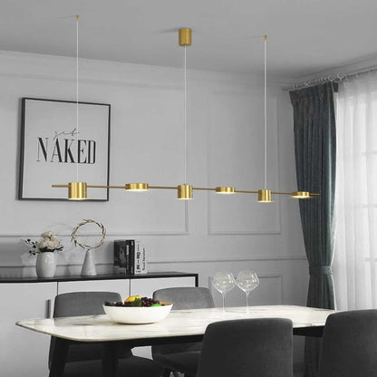 Multi-Head Island Pendant Light with Adjustable Brightness and Temperature for Dining Tables | Modern Aluminum Overhead Fixture in Black or