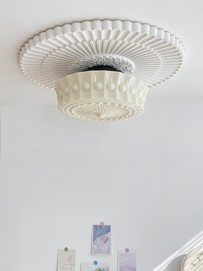 Flush Mount Ceiling Light Fixture Multi-Bulb Black Metal Glass 14 Inch for Living Room Dining Room Indoor Overhead Lighting E26 E27 Base