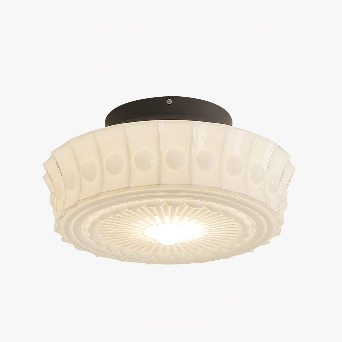 Flush Mount Ceiling Light Fixture Multi-Bulb Black Metal Glass 14 Inch for Living Room Dining Room Indoor Overhead Lighting E26 E27 Base