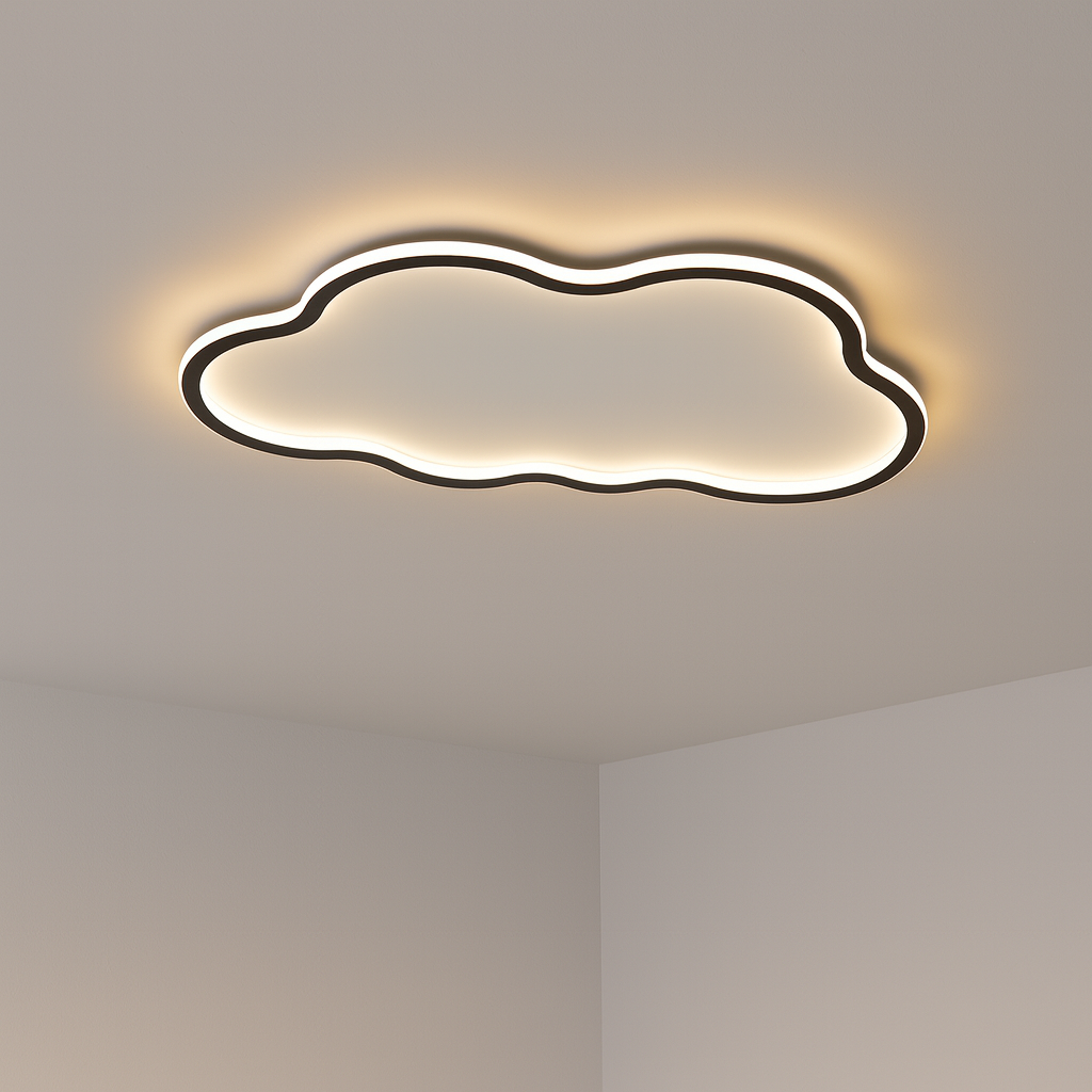 LED Flush Mount Ceiling Light White 20 in Cloud Shape Fixture for Bedroom Living Room Hallway Minimalist Scandinavian Modern Decor