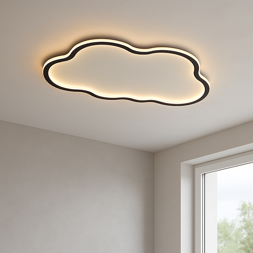 LED Flush Mount Ceiling Light White 20 in Cloud Shape Fixture for Bedroom Living Room Hallway Minimalist Scandinavian Modern Decor