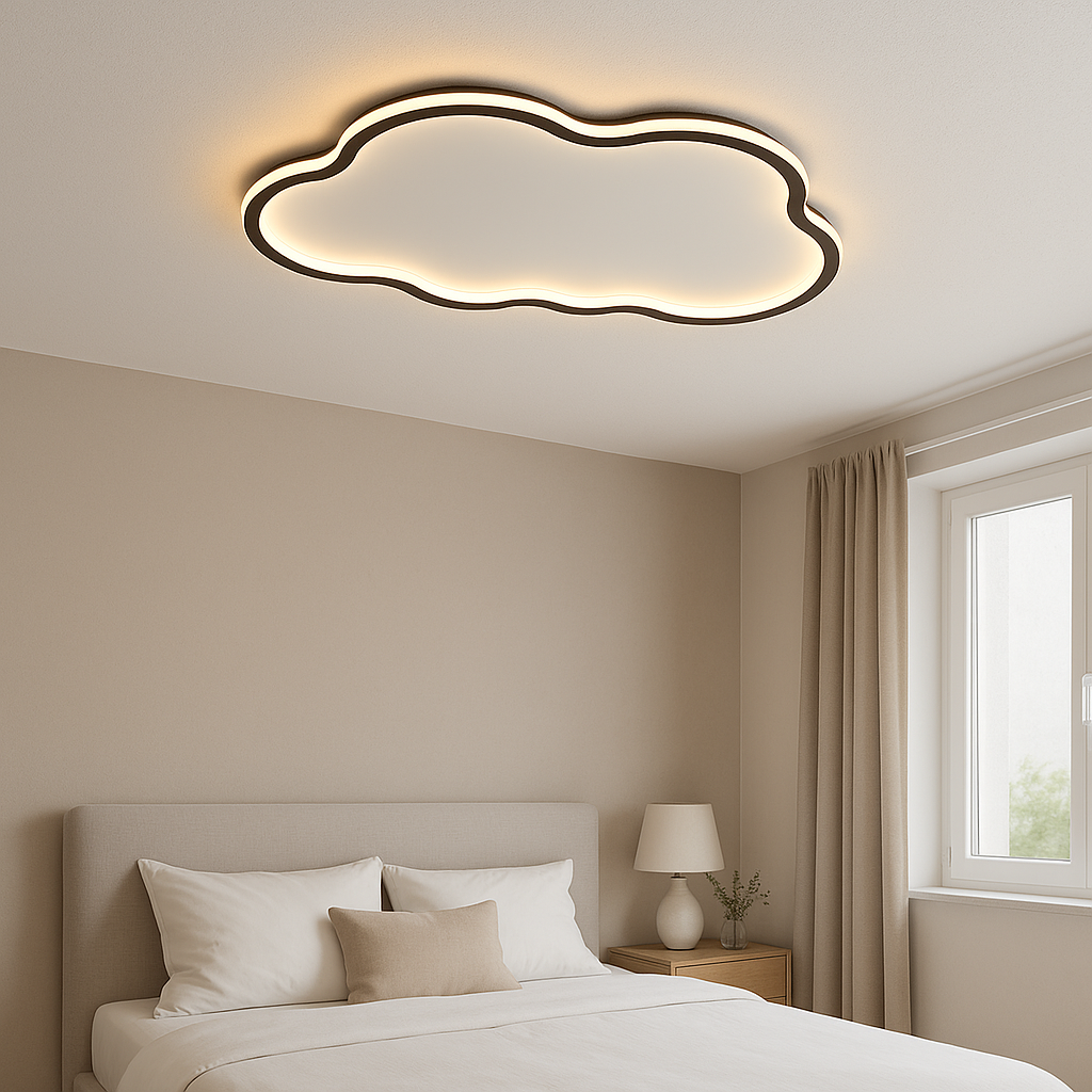 LED Flush Mount Ceiling Light White 20 in Cloud Shape Fixture for Bedroom Living Room Hallway Minimalist Scandinavian Modern Decor
