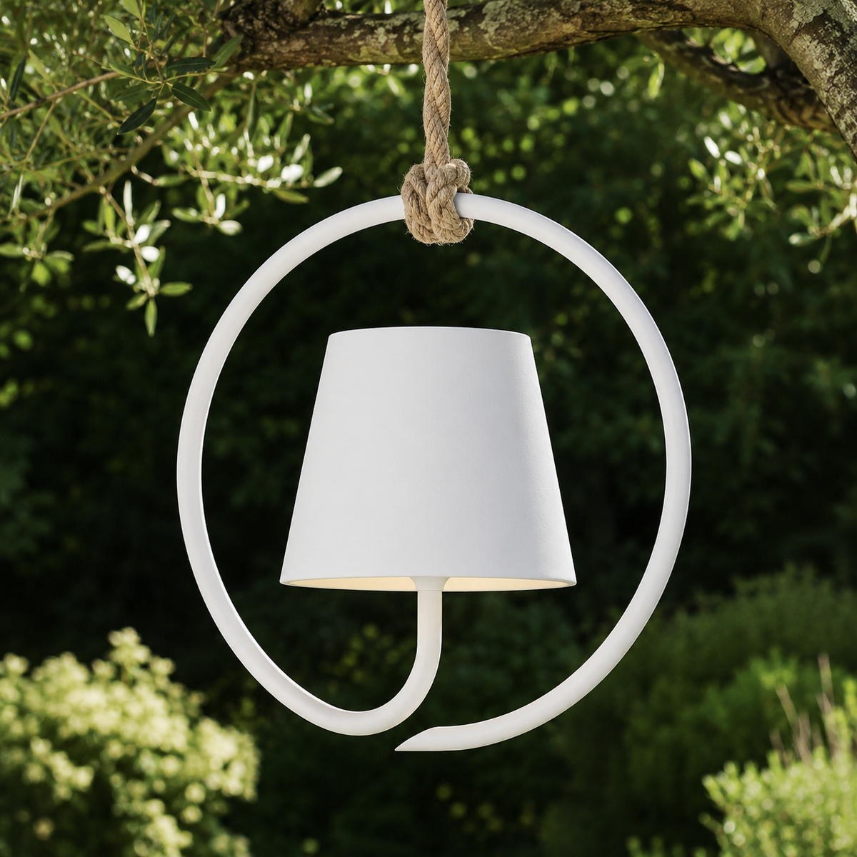 Rechargeable Outdoor Hanging Lantern with Jute Cord – Waterproof LED Pendant Light for Patio, Garden & Pergola
