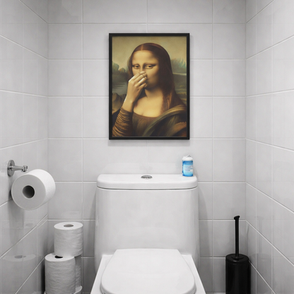 Funny Renaissance Bathroom Canvas Wall Art – Moisture-Resistant Stretched Print for Powder Room & Toilet Decor