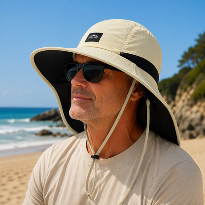 Wide-Brim Sun Hat with Full Neck Shield & UPF 50+ UV Protection for Men & Women – Quick-Dry Outdoor Headwear