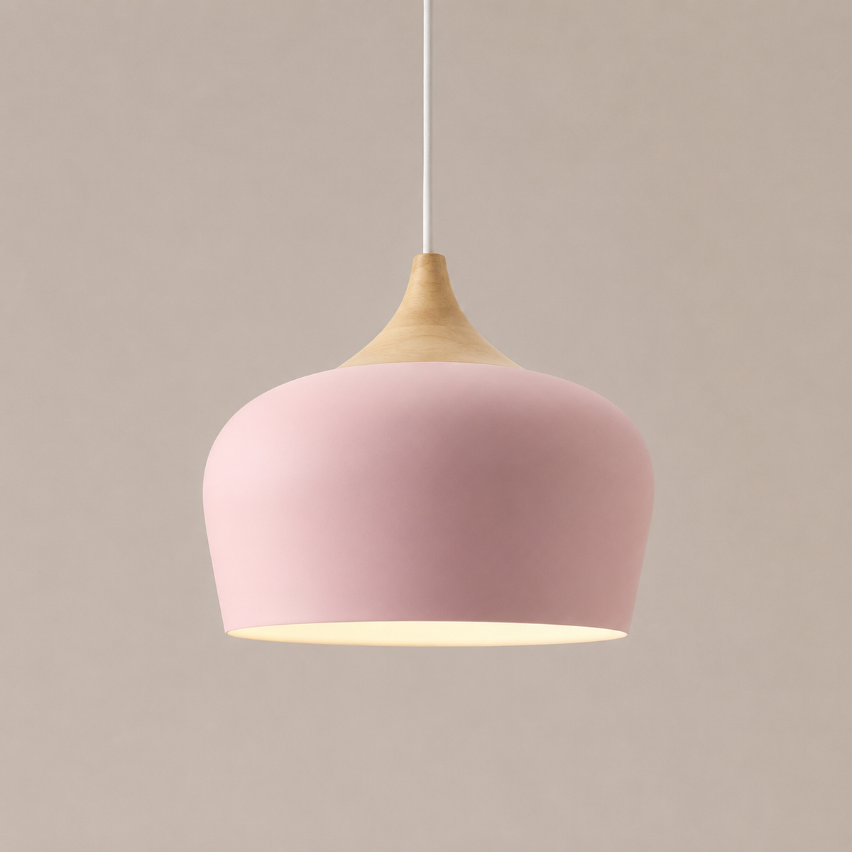 Dome Pendant Light with Adjustable Cord – Aluminum & Wood Accent for Dining Room, Kitchen Island & Reading Nook