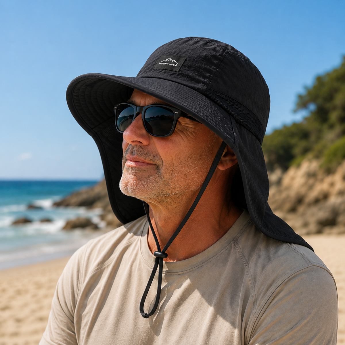 Wide-Brim Sun Hat with Full Neck Shield & UPF 50+ UV Protection for Men & Women – Quick-Dry Outdoor Headwear