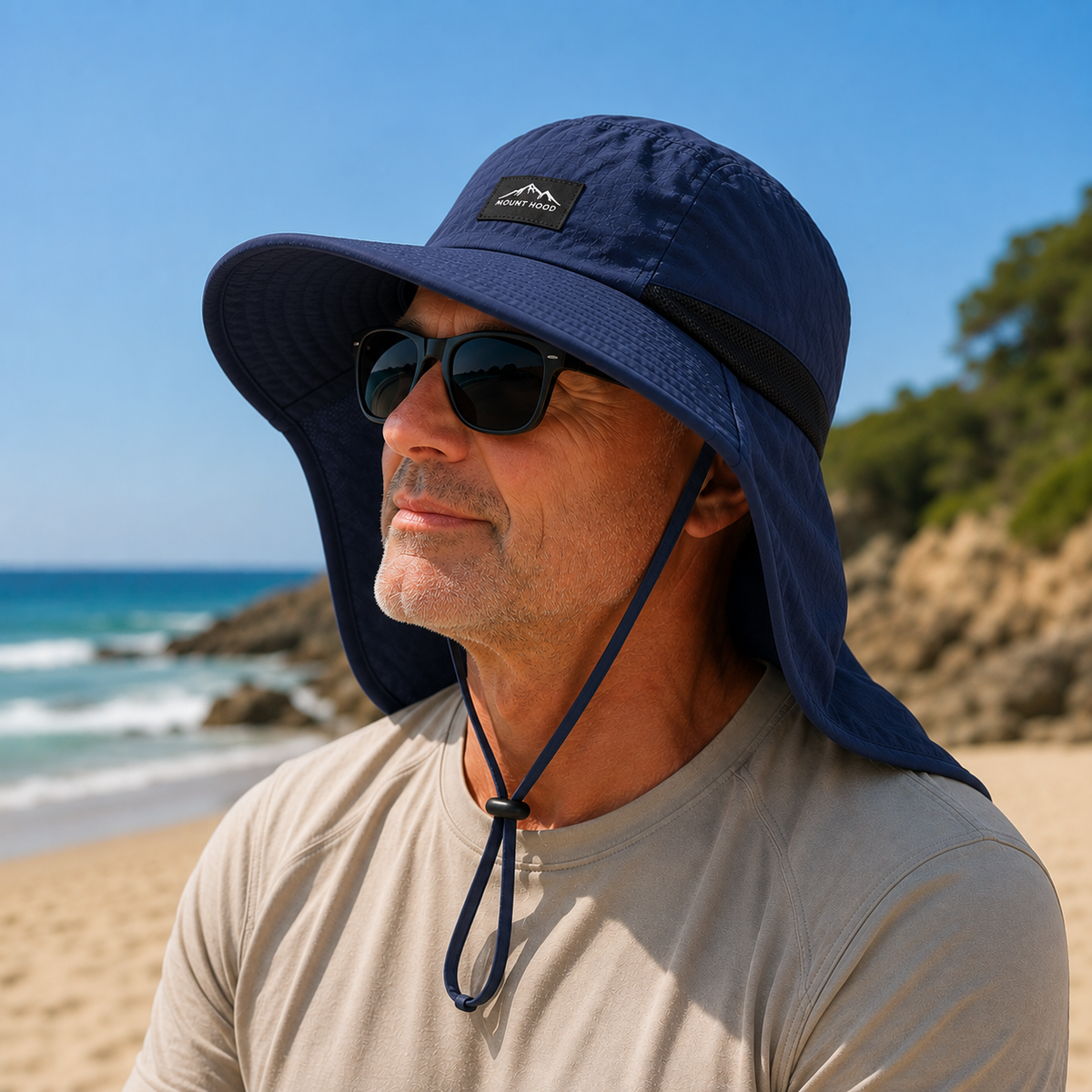 Wide-Brim Sun Hat with Full Neck Shield & UPF 50+ UV Protection for Men & Women – Quick-Dry Outdoor Headwear
