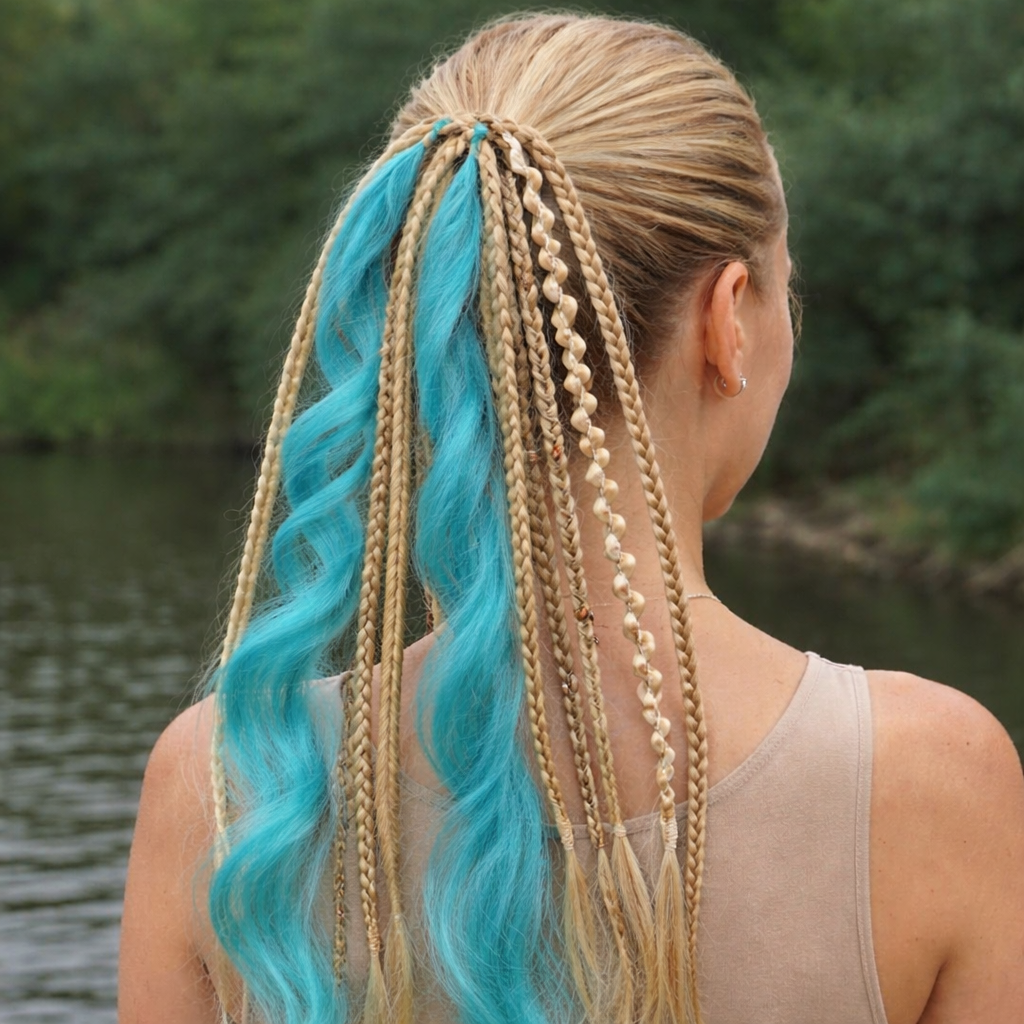 Boho Hair Extension Ponytail with Beads & Shells – Instant Festival Look for Women