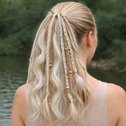Boho Hair Extension Ponytail with Beads & Shells – Instant Festival Look for Women