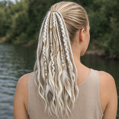 Boho Hair Extension Ponytail with Beads & Shells – Instant Festival Look for Women