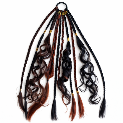 Boho Hair Extension Ponytail with Beads & Shells – Instant Festival Look for Women