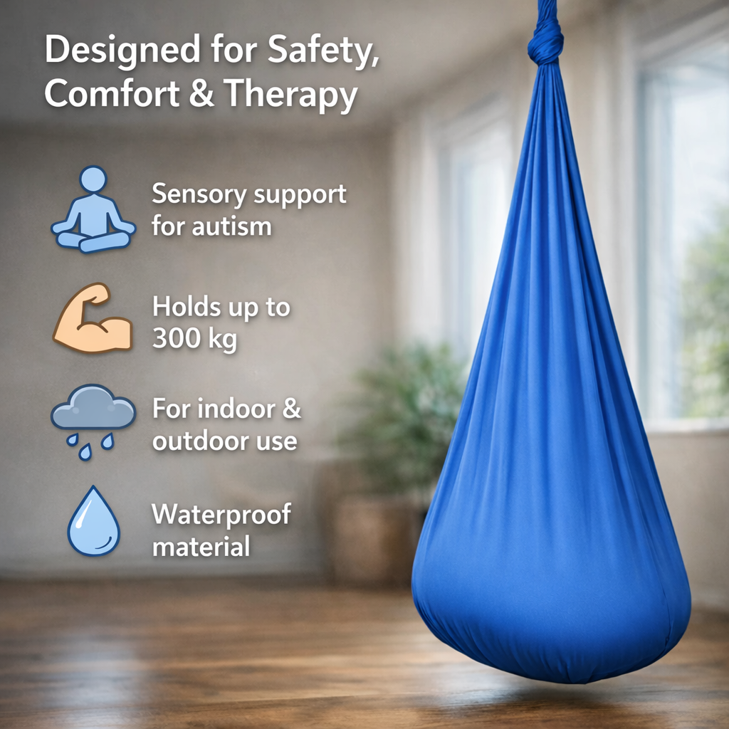Pod Hanging Chair Cocoon Seat 39 in × 110 in All-Weather Fabric for Kids Adults Indoor Outdoor Garden Bedroom Patio Relaxation Hammock Swing