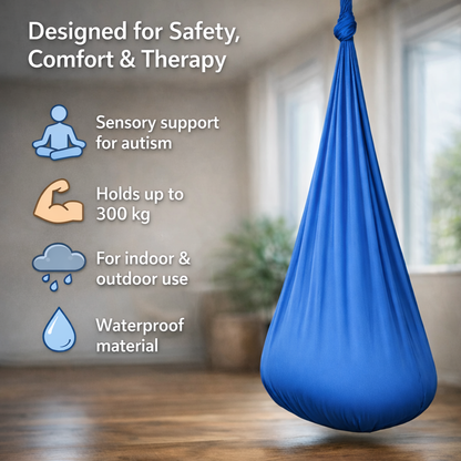 Pod Hanging Chair Cocoon Seat 39 in × 110 in All-Weather Fabric for Kids Adults Indoor Outdoor Garden Bedroom Patio Relaxation Hammock Swing