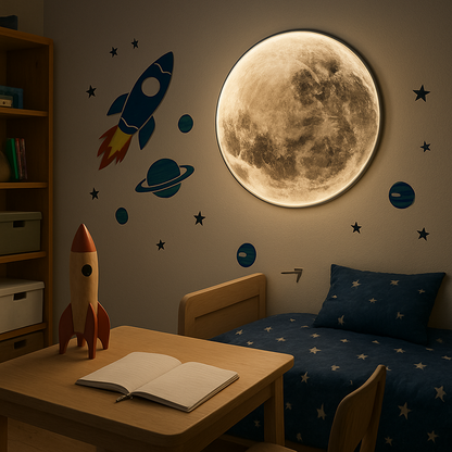 3D Moon Ceiling Light with Remote – Realistic Lunar Surface LED Fixture for Bedroom, Living Room & Kids Room – Dimmable Warm to Cool White