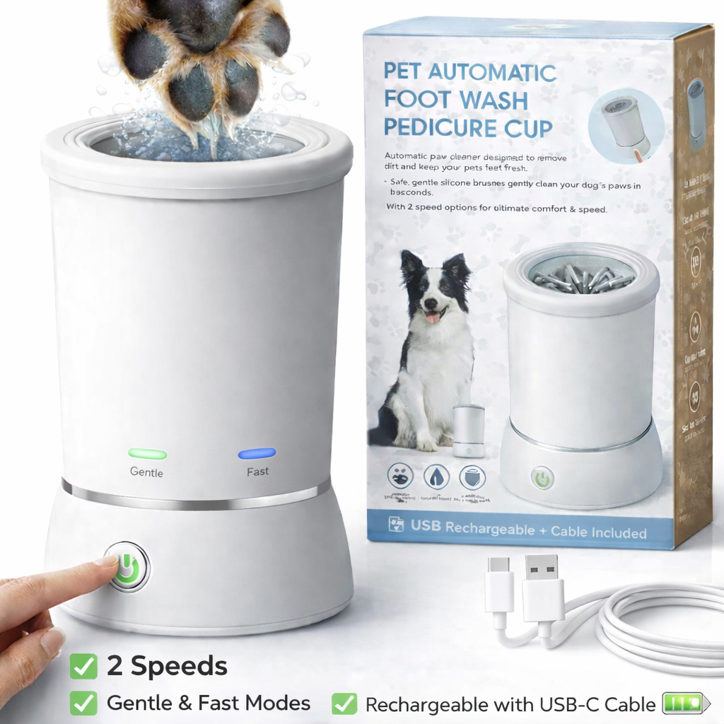 PawLuxe™ Pro — Electric Paw Cleaner & Massager