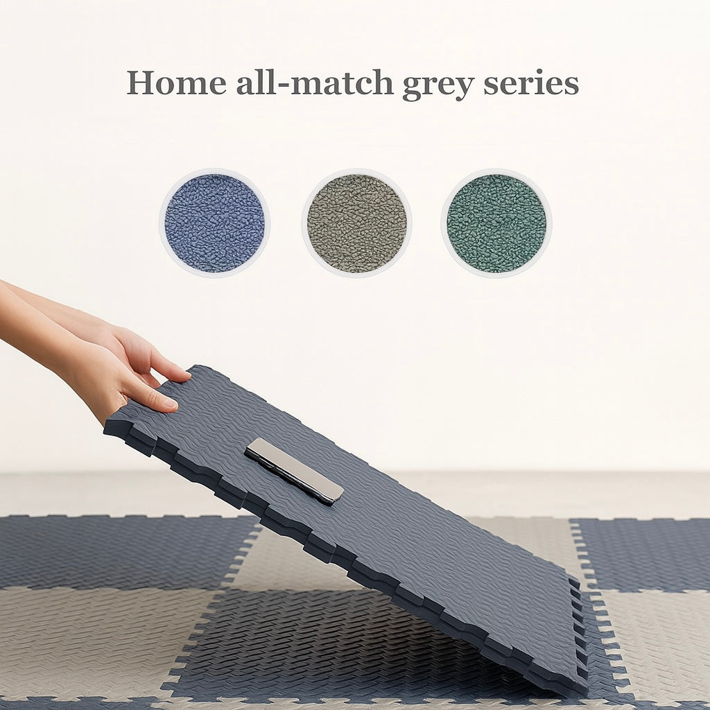 Interlocking Foam Floor Tiles 12x12 Inch Non-Slip Cushioned Baby Crawling Mat for Nursery Playroom Kids Activity Area Water-Resistant EVA Pu