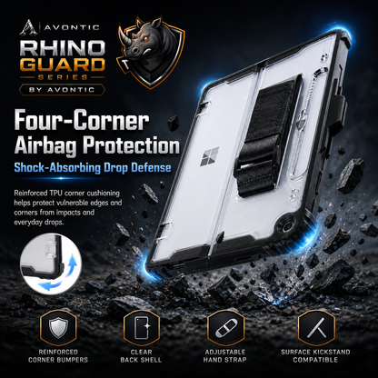 Rugged Protective Case for Microsoft Surface Pro & Go — Fitted Shell with Optional Shoulder Strap