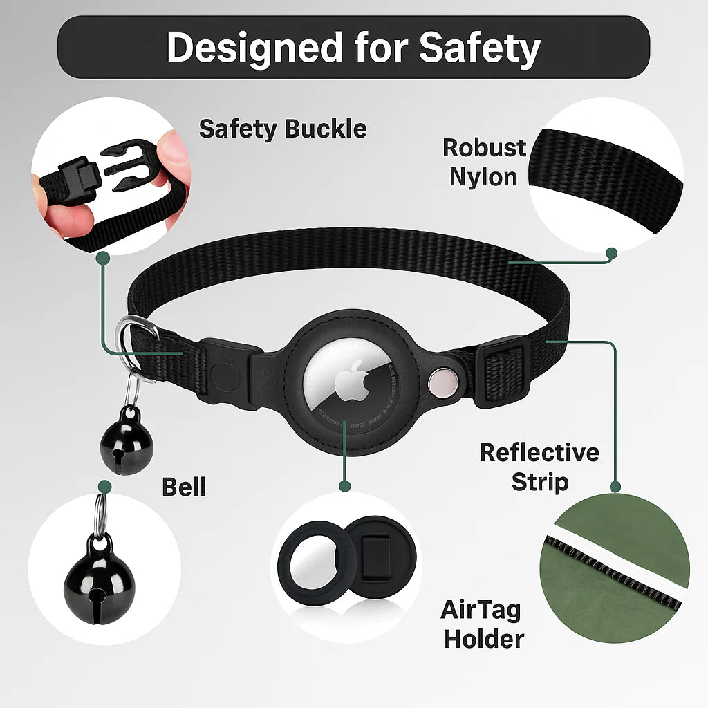 Reflective Cat GPS Tracker Collar with Quick Release Buckle | Enhanced Safety for Outdoor Adventures