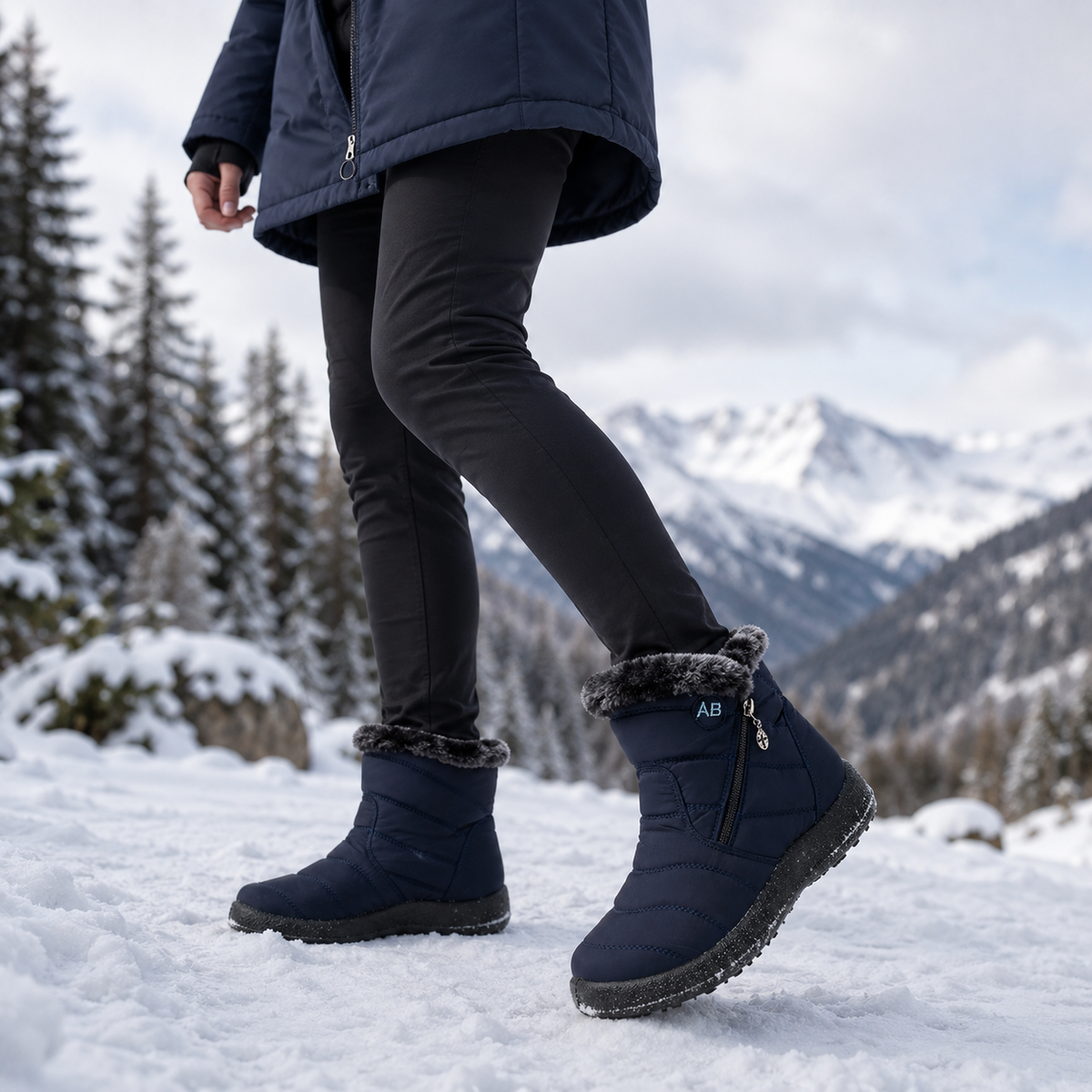 Women's Insulated Waterproof Ankle Boots with Side Zip & Anti-Slip Sole for Cold Weather Walking