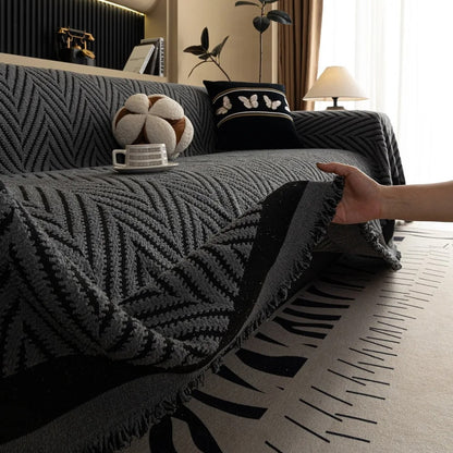 Tassel Chevron Sofa Cover - Microfiber Blend, Modern Design, Machine Washable