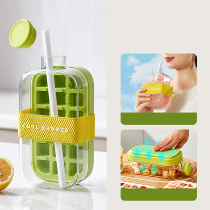 Ortekor Chic Hydration | 2-in-1 Ice Cube Bottle with Space-Saving Design | Portable & Stylish for Refreshing Drinks