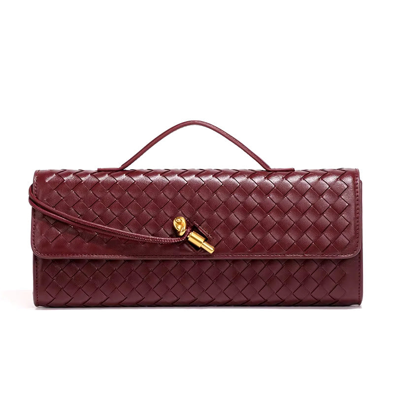 Chic Vegan Leather Clutch Bag with Hand-Braided Design for Timeless Style
