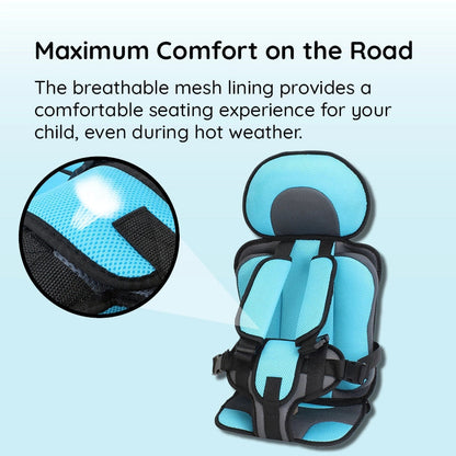 Portable Booster Seat with Safety Harness for Kids – Adjustable Travel Car Seat Cushion with Breathable Mesh and Soft Padding – Ages 0-12