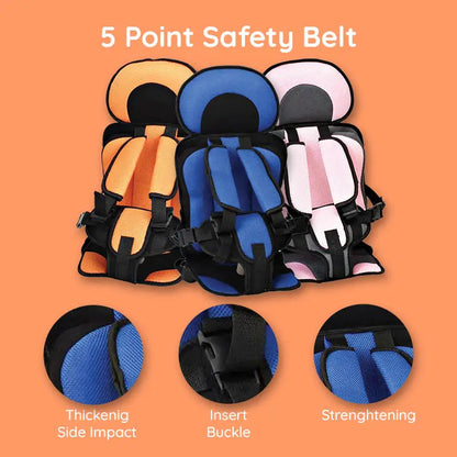 Portable Booster Seat with Safety Harness for Kids – Adjustable Travel Car Seat Cushion with Breathable Mesh and Soft Padding – Ages 0-12