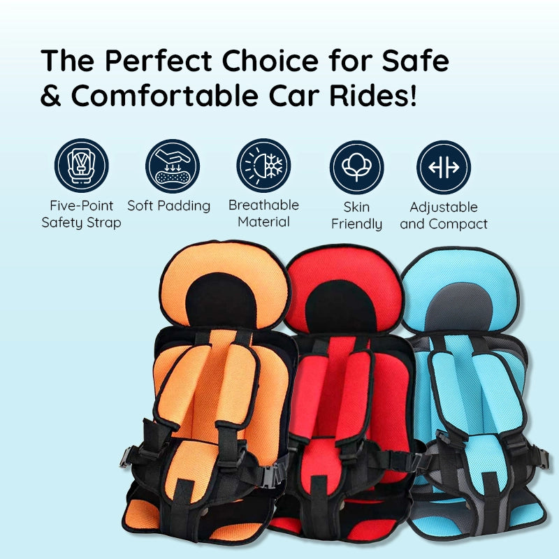 Portable Booster Seat with Safety Harness for Kids – Adjustable Travel Car Seat Cushion with Breathable Mesh and Soft Padding – Ages 0-12