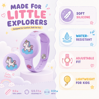 Kids' GPS Tracker Holder Wristband in Soft Silicone – Adjustable Fit for Outdoor Play & Travel Safety