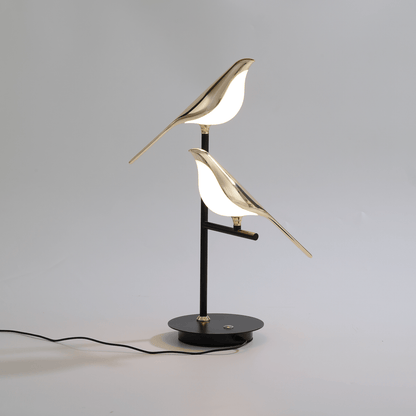 Sculptural Bird Accent Lamp with Integrated LED 22-Inch Gold Metal for Bedroom Nightstand Side Table Home Office Desk Modern Decorative Ligh
