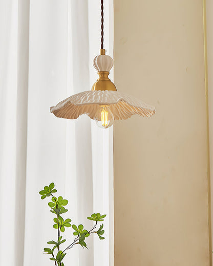 Hanging Ceiling Light Fixture White Ceramic Shade with Gold Hardware 9 in Adjustable Cord for Kitchen Island Dining Room Indoor Use E26 Sock