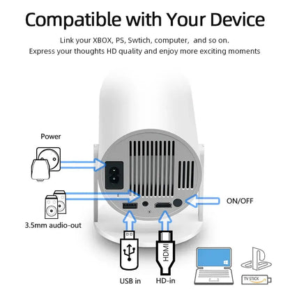 Smart Projector with Streaming Apps and Bluetooth, Home Theater Projector Native 720p with 4K Support