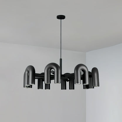 Contemporary Adjustable Multi-Head Ceiling Light Fixture with Rotating Arms for Dining Room Bedroom Living Space 40-Inch Modular Suspended L