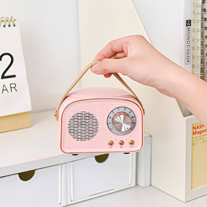 Portable Bluetooth Speaker with Vintage Dial Controls and Desktop Design for Bedroom Nightstand Audio Streaming Music Playback Home Office D