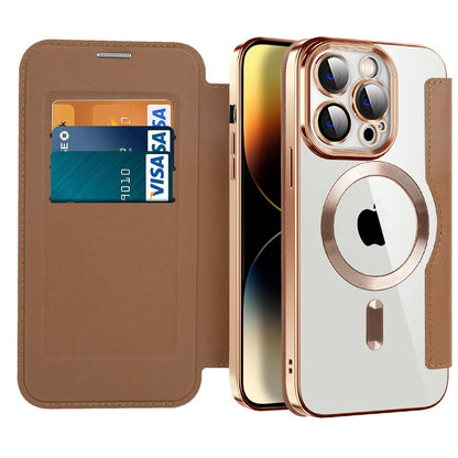Transparent Card Holder iPhone Case with MagSafe Magnetic Wallet & RFID Protection for 12 13 14 15 16 17 Pro Max Air Plus