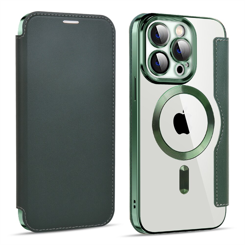 Transparent Card Holder iPhone Case with MagSafe Magnetic Wallet & RFID Protection for 12 13 14 15 16 17 Pro Max Air Plus